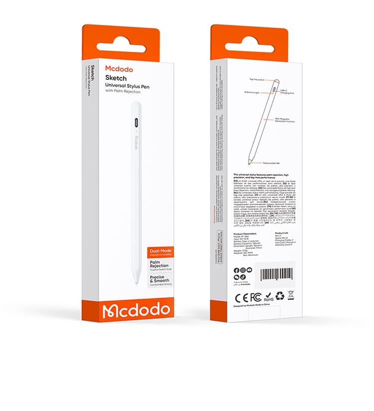 قلم لمسی استایلوس همه کاره ساپورت تمامی دستگاه های اندروید و ios از برند مک دودو مدل Mcdodo PN-0660 با قابلیت سیستم حذف اتوماتیک اثر دست روی صفحه نمایش (Palm Rejection) | جانبی360