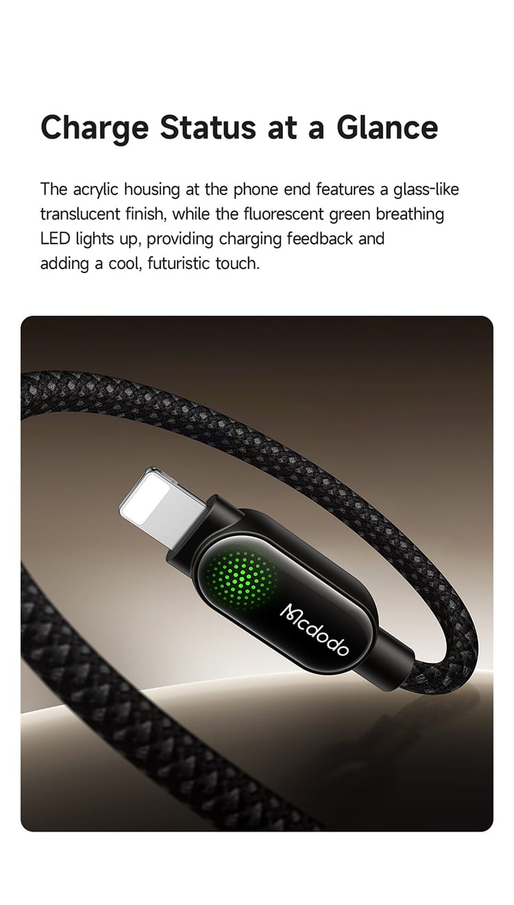 کابل شارژ سریع و انتقال دیتا USB به لایتنینگ 3 آمپر 12 وات از برند مک دودو مدل MCDODO CA-451 طول 1.2متر | جانبی360