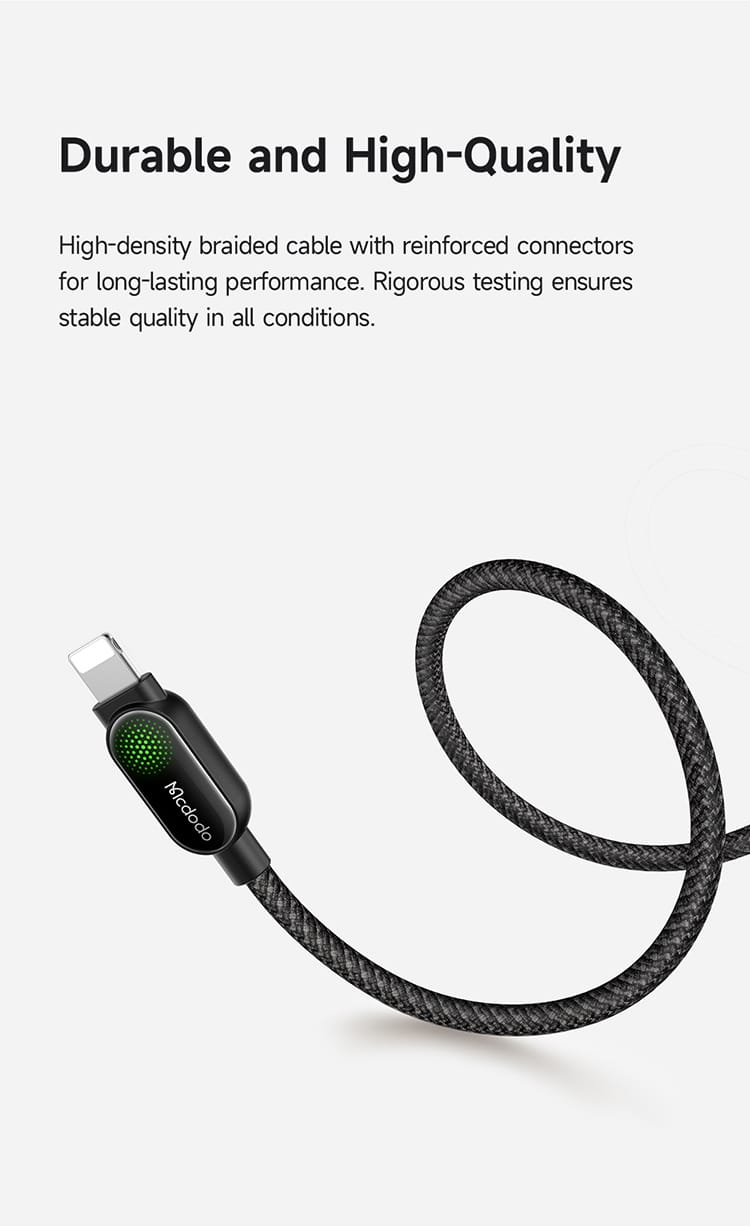 کابل شارژ سریع و انتقال دیتا USB به لایتنینگ 3 آمپر 12 وات از برند مک دودو مدل MCDODO CA-451 طول 1.2متر | جانبی360
