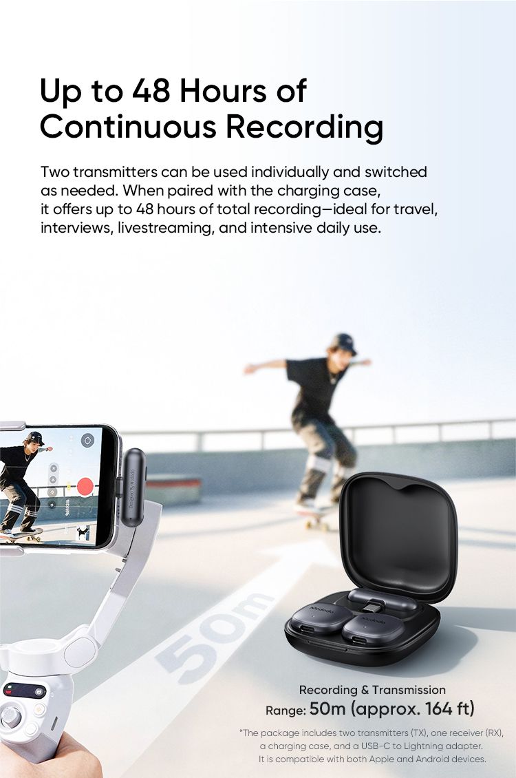 میکروفون وایرلس از برند مک دودو مدل MCDODO MP-545 دارای سیستم حذف نویز Ai سازگار با سیستم عامل اپل و اندروید | جانبی360