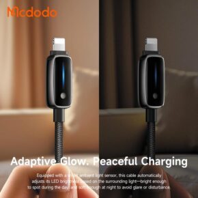 کابل شارژ سریع USB به لایتنینگ 3 آمپر مک دودو مدل MCDODO CA-0010 نمایشگر تنظیم نور اتومات 1.2متر