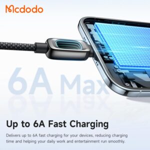کابل شارژ سریع USB به تایپ سی 6 آمپر مک دودو مدل MCDODO CA-0380 نمایشگردار 1.2متر
