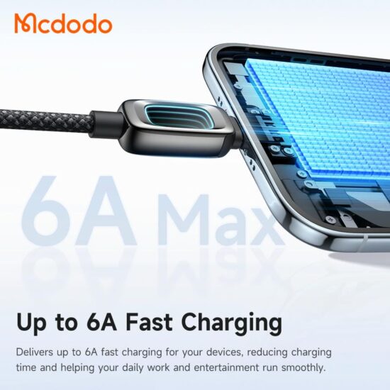 کابل شارژ سریع USB به تایپ سی 6 آمپر مک دودو مدل MCDODO CA-0380 نمایشگردار 1.2متر
