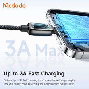 کابل شارژ سریع USB به لایتنینگ 3 آمپر مک دودو مدل MCDODO CA-0360 نمایشگردار 1.2متر