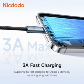 کابل شارژ سریع USB به لایتنینگ 3 آمپر مک دودو مدل MCDODO CA-122 طول 1.2 و 1.8متر