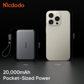 پاوربانک 45وات 20000 مک دودو مدل MCDODO MC-095 با کابل شارژ متصل تایپ سی