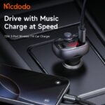 شارژر فندکی 3پورت 72وات با قابلیت تماس و پخش موسیقی مک دودو مدل MCDODO CC-5950
