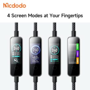 کابل شارژ و دیتا 240وات تایپ سی به تایپ سی مک دودو مدل MCDODO CA-8750 نمایشگر دیجیتال طول 1.2متر
