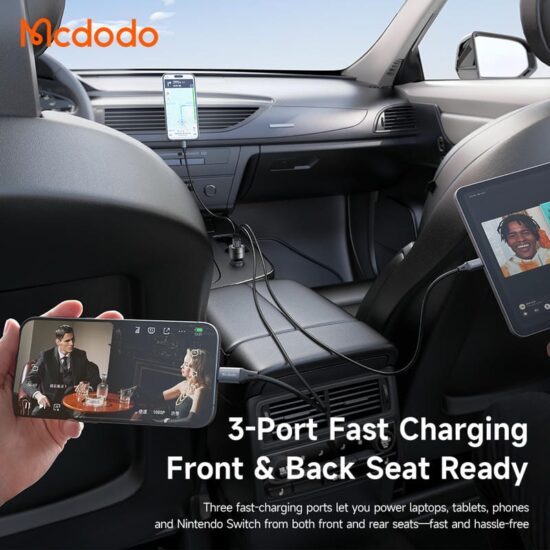 شارژر فندکی 3پورت 100وات برند مک دودو مدل MCDODO CC-3190
