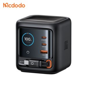 شارژر آداپتور دیواری 4پورت 100وات مک دودو مدل MCDODO GaN CH-1391 با کابل جمع شونده تایپ سی