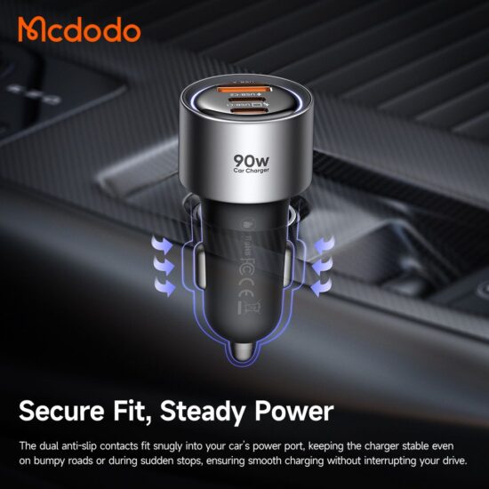 شارژر فندکی 3پورت 90وات برند مک دودو مدل MCDODO CC-3110
