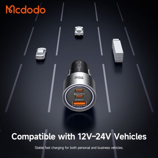 شارژر فندکی 3پورت 90وات برند مک دودو مدل MCDODO CC-3110