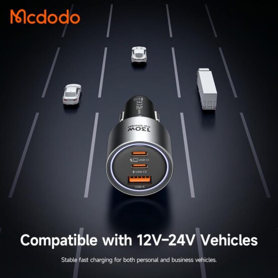 شارژر فندکی 3پورت 100وات برند مک دودو مدل MCDODO CC-3190