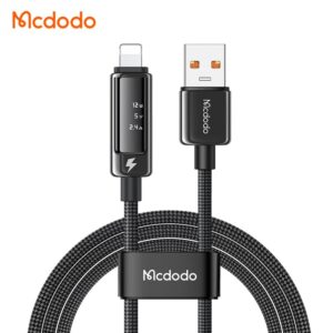 کابل شارژ و انتقال دیتا USB به لایتنینگ 3آمپر نمایشگردار مک دودو مدل MCDODO CA-8760 طول 1.2متر