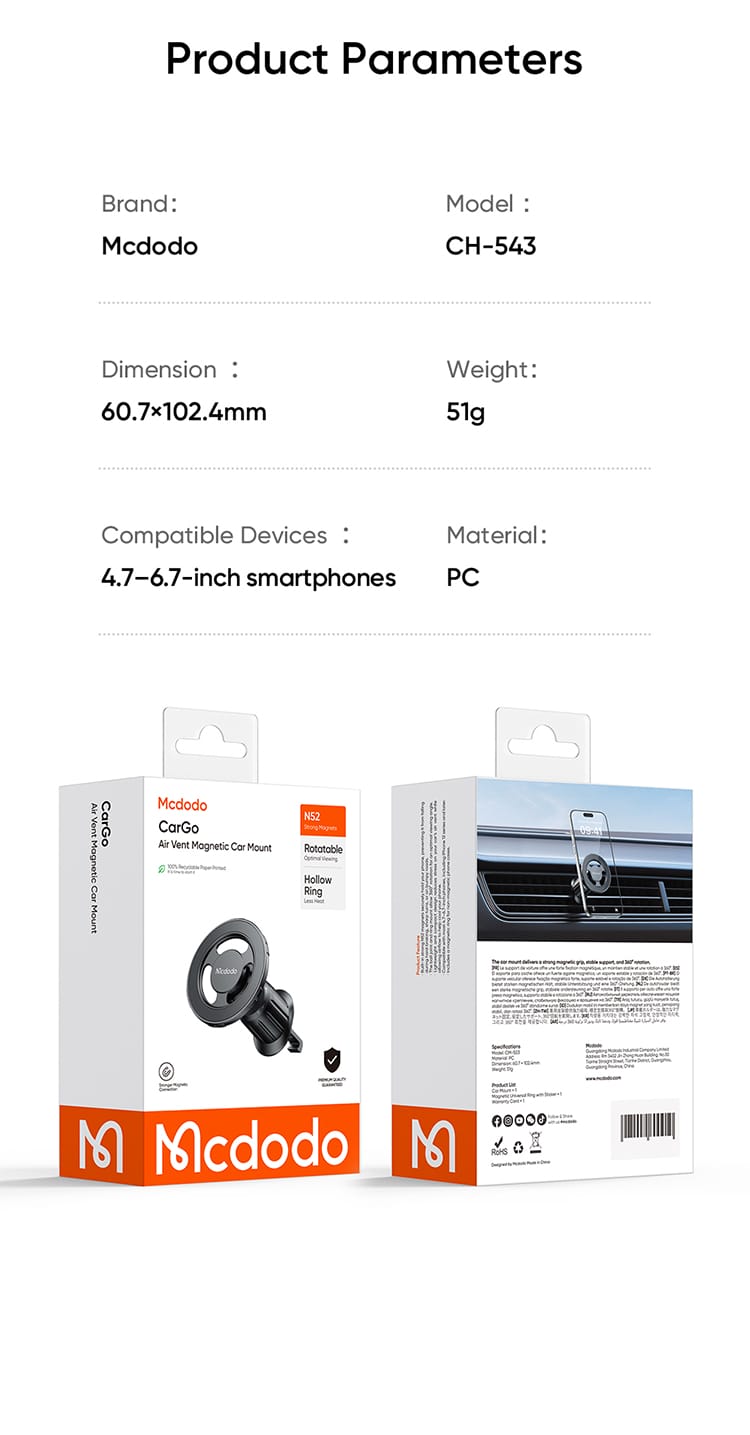 هولدر موبایل دریچه کولری خودرو از برند مک دودو مدل MCDODO CM-503 | جانبی360