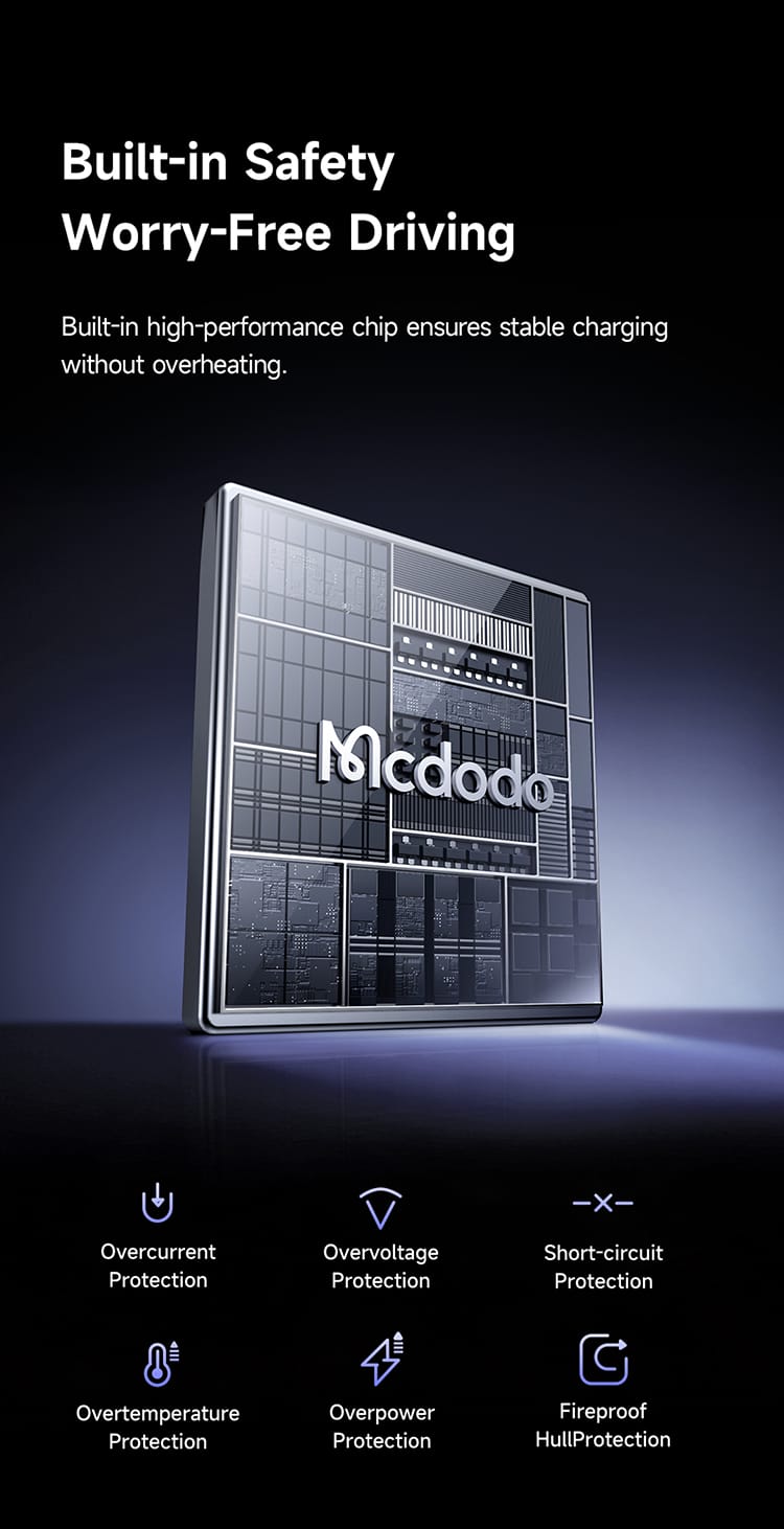 شارژر فندکی 3پورت 100وات از برند مک دودو مدل MCDODO CC-3190 با قابلیت سوپر فست شارژ ورژن 2.0 SFC(2.0)| جانبی360