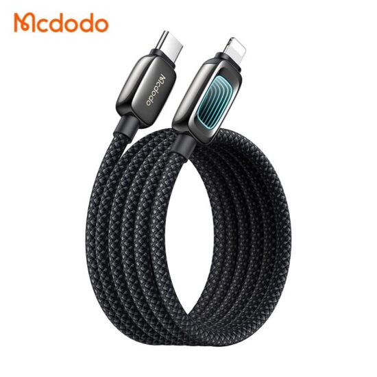 کابل شارژ سریع و انتقال دیتا تایپ سی به لایتنینگ 36 وات مک دودو مدل MCDODO CA-0400 نمایشگردار طول 1.2متر