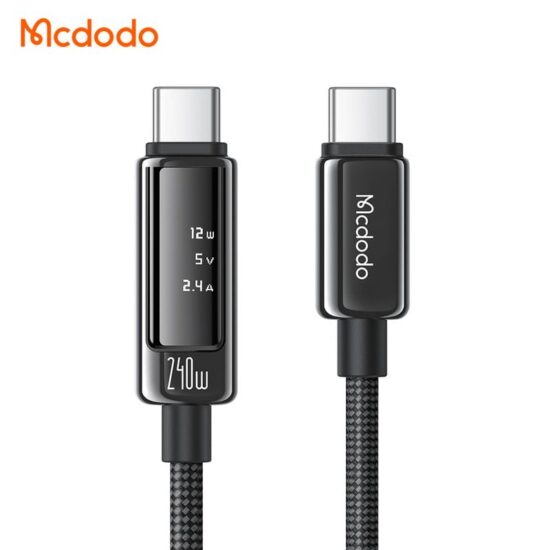 کابل شارژ و دیتا 240وات تایپ سی به تایپ سی مک دودو مدل MCDODO CA-8900 نمایشگر دیجیتال طول 1.2متر