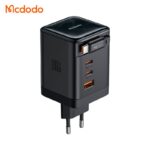 شارژر آداپتور دیواری 4پورت 100وات مک دودو مدل MCDODO GaN CH-8470 با کابل جمع شونده تایپ سی