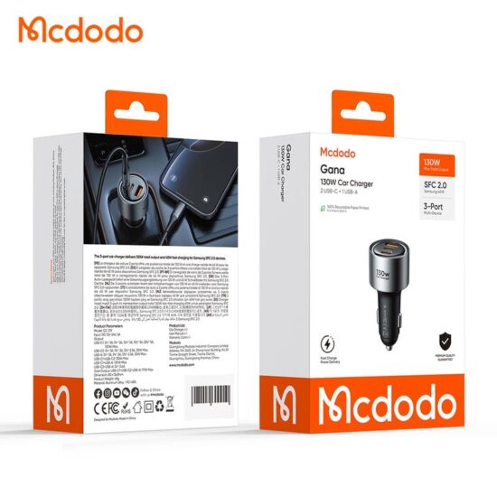 شارژر فندکی 3پورت 100وات برند مک دودو مدل MCDODO CC-3190
