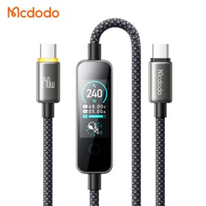 کابل شارژ و دیتا 240وات تایپ سی به تایپ سی مک دودو مدل MCDODO CA-8750 نمایشگر دیجیتال طول 1.2متر