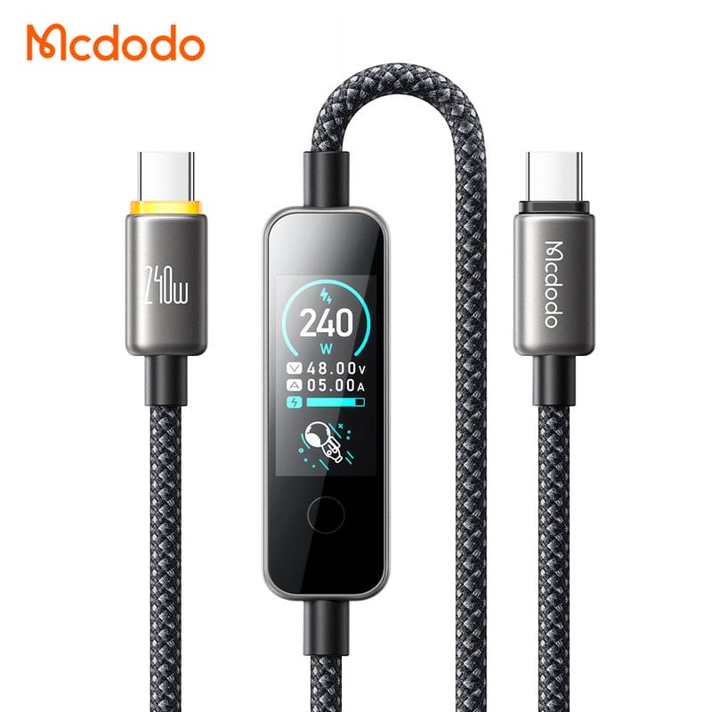 کابل شارژ و دیتا 240وات تایپ سی به تایپ سی مک دودو مدل MCDODO CA-8750 نمایشگر دیجیتال طول 1.2متر کابل شارژ و دیتا 240وات تایپ سی به تایپ سی مک دودو مدل MCDODO CA-8750 نمایشگر دیجیتال طول 1.2متر
