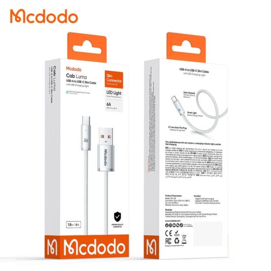 کابل شارژ سریع USB به تایپ سی 6 آمپر مک دودو مدل MCDODO CA-132 طول 1.2متر