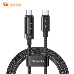 کابل شارژ و دیتا 240وات تایپ سی به تایپ سی مک دودو مدل MCDODO CA-8900 نمایشگر دیجیتال طول 1.2متر