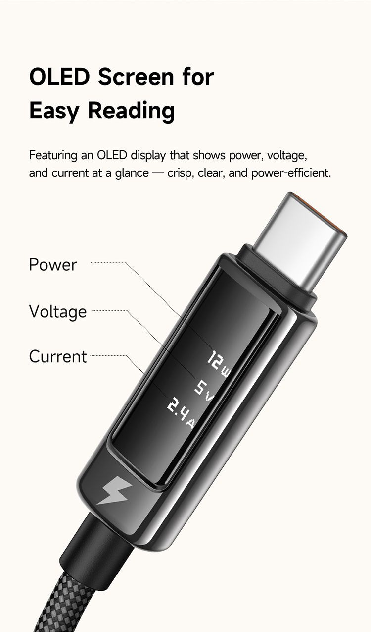 کابل شارژ و انتقال دیتا USB به تایپ سی 6آمپر از برند مک دودو مدل MCDODO CA-887 نمایشگر دیجیتال طول 1.2متر | جانبی360