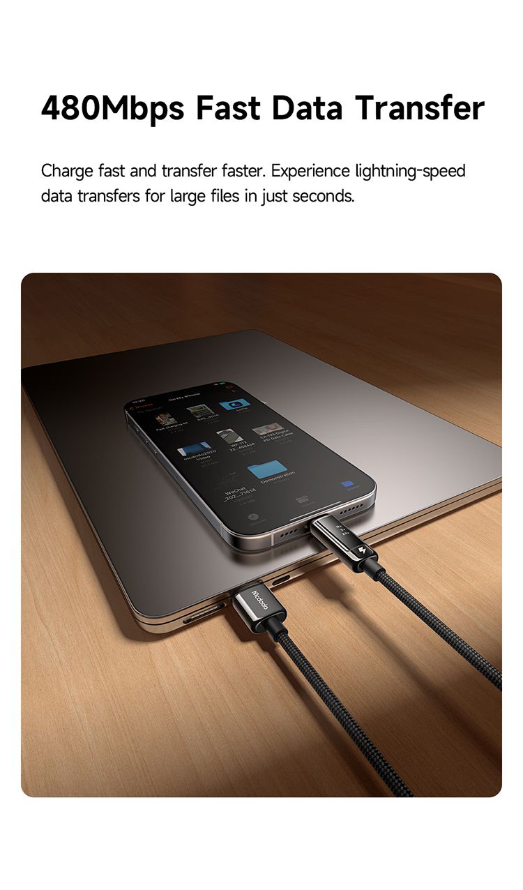 کابل شارژ و انتقال دیتا USB به تایپ سی 6آمپر از برند مک دودو مدل MCDODO CA-887 نمایشگر دیجیتال طول 1.2متر | جانبی360