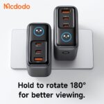 شارژر آداپتور دیواری 3پورت 100وات مک دودو مدل MCDODO GaN CH-6050 نمایشگر توان و دما بهمراه کابل شارژ