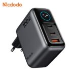 شارژر آداپتور دیواری 3پورت 100وات مک دودو مدل MCDODO GaN CH-6050 نمایشگر توان و دما بهمراه کابل شارژ