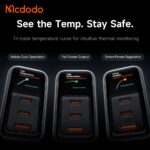 شارژر آداپتور دیواری 3پورت 100وات مک دودو مدل MCDODO GaN CH-6050 نمایشگر توان و دما بهمراه کابل شارژ
