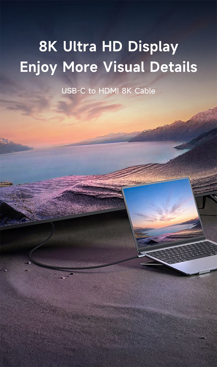 کابل انتقال تصویر (8K @ 60Hz) با کیفیت Ultra HD تبدیل HDMI به تایپ سی از برند مک دودو مدل MCDODO CA-804 به طول 2متر از جنس کنفی | جانبی360