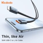 کابل شارژ تایپ سی به لایتنینگ 36وات مک دودو مدل MCDODO CA-778 طول 1.2 و 1.8متر