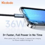 کابل شارژ تایپ سی به لایتنینگ 36وات مک دودو مدل MCDODO CA-778 طول 1.2 و 1.8متر