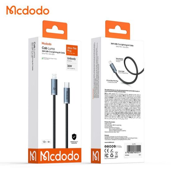 کابل شارژ تایپ سی به لایتنینگ 36وات مک دودو مدل MCDODO CA-778 طول 1.2 و 1.8متر
