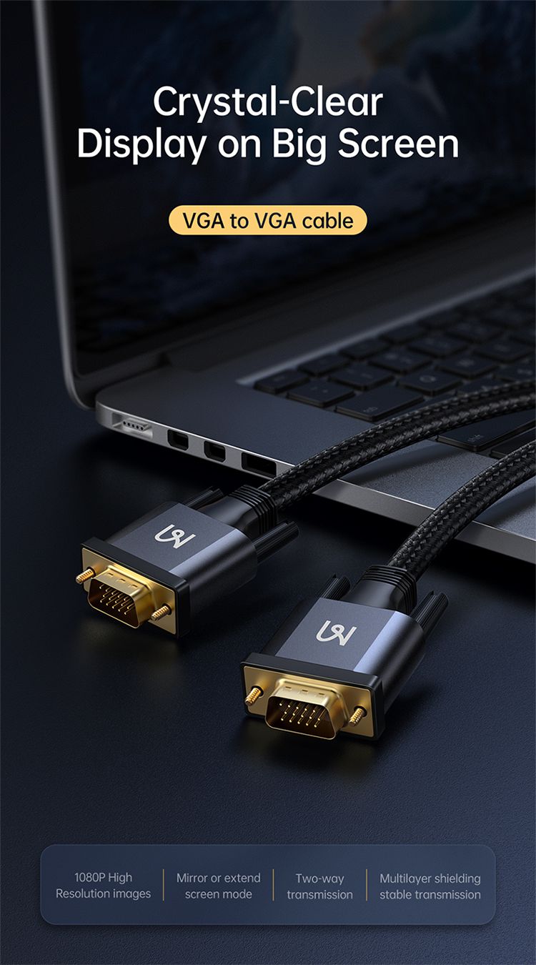 کابل انتقال تصویر تبدیل VGA به VGA  با کیفیت 1080 پیکسل از برند مک دودو مدل MCDODO CA-7780 به طول 2متر | جانبی360