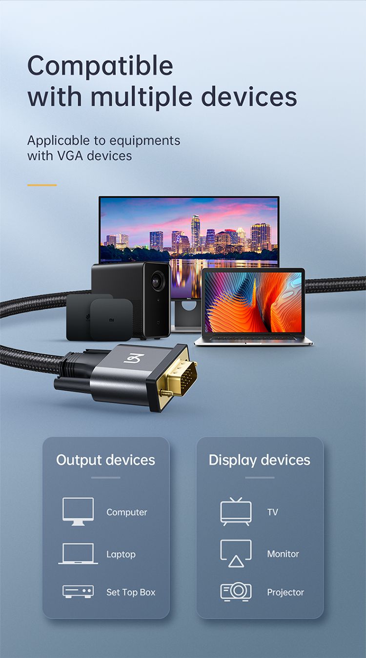 کابل انتقال تصویر تبدیل VGA به VGA  با کیفیت 1080 پیکسل از برند مک دودو مدل MCDODO CA-7780 به طول 2متر | جانبی360