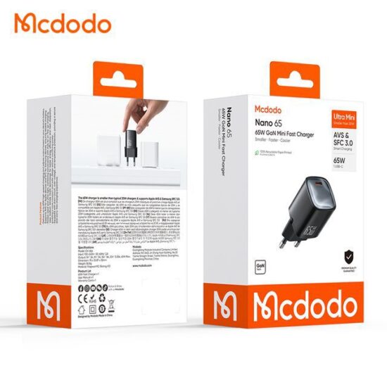 شارژر آداپتور دیواری مینی 65وات SFC3.0 مک دودو مدل MCDODO GaN CH-826