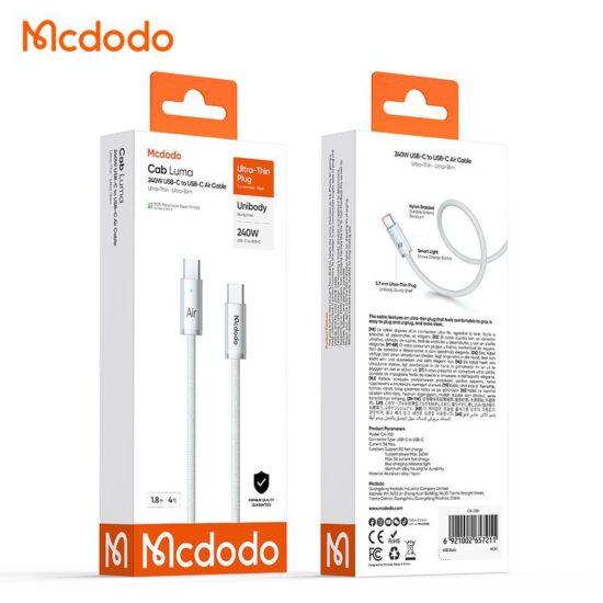 کابل شارژ تایپ سی به تایپ سی 240وات مک دودو مدل MCDODO CA-708 طول 1.2 و 1.8متر