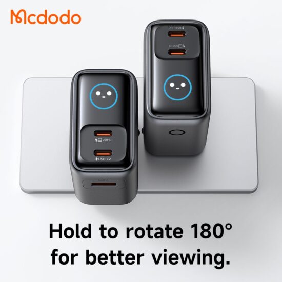 شارژر آداپتور دیواری 3پورت 70وات مک دودو مدل MCDODO GaN CH-4190 نمایشگر توان و دما