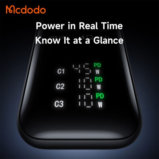 شارژر آداپتور دیواری 3پورت 67وات مک دودو مدل MCDODO GaN CH-8640 با 2کابل جمع شونده تایپ سی