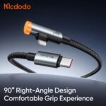 کابل شارژ سریع هوشمند 90درجه تایپ سی به لایتنینگ 36 وات مک دودو مدل MCDODO CA-5860  قطع کن اتومات طول 1.2متر