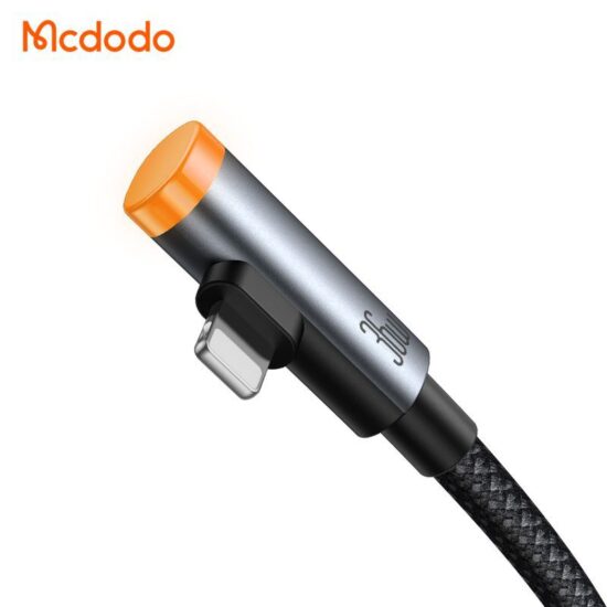 کابل شارژ سریع هوشمند 90درجه تایپ سی به لایتنینگ 36 وات مک دودو مدل MCDODO CA-5860  قطع کن اتومات طول 1.2متر