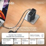 شارژر آداپتور دیواری 3پورت 67وات مک دودو مدل MCDODO GaN CH-8640 با 2کابل جمع شونده تایپ سی