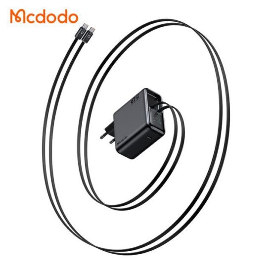 شارژر آداپتور دیواری 3پورت 67وات مک دودو مدل MCDODO GaN CH-8640 با 2کابل جمع شونده تایپ سی