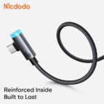 کابل شارژ سریع هوشمند 90درجه تایپ سی به تایپ سی 100وات مک دودو مدل MCDODO CA-5870 قطع کن اتومات طول 1.2متر