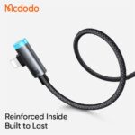 کابل شارژ سریع هوشمند 90درجه تایپ سی به لایتنینگ 36 وات مک دودو مدل MCDODO CA-5860  قطع کن اتومات طول 1.2متر