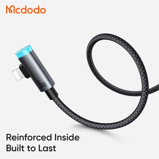 کابل شارژ سریع هوشمند 90درجه تایپ سی به لایتنینگ 36 وات مک دودو مدل MCDODO CA-5860  قطع کن اتومات طول 1.2متر